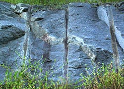 [photo, Rock drilled and dynamited to straighten Belair Road, Perry Hall (near Gunpowder Falls State Park), Maryland]