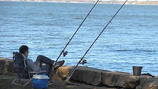 [photo, Fisherman, Fort Smallwood Park, Pasadena (Anne Arundel County), Maryland]